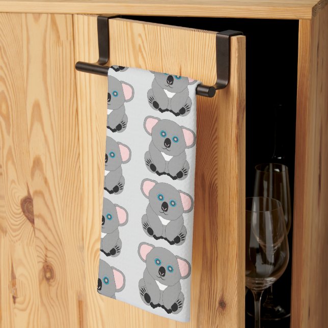 Koala-Bär-Design mit beliebigem Hintergrundfarbe Geschirrtuch (Drittel gefaltet)