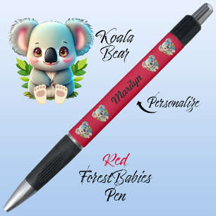 Koala Bär, farbenfroh rot, Niedlicher Fun Woodland Kugelschreiber