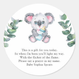 Koala Bär - Gebetskerzenetikett Runder Aufkleber