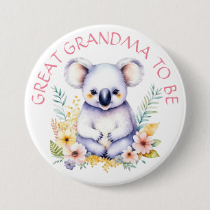 Koala Bär hielt große Oma für Babydusche Button