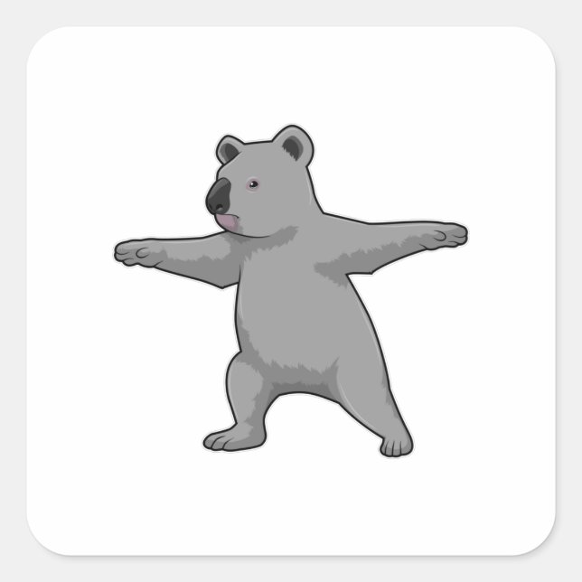 Koala-Bär in der Yoga-Fitness Quadratischer Aufkleber (Vorderseite)