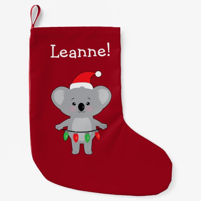 Koala Bär in Weihnachtsmannmütze Dekorieren für We Kleiner Weihnachtsstrumpf (Vorderseite)