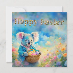Koala-Bär mit einem Korb von Ostereiern Feiertagskarte