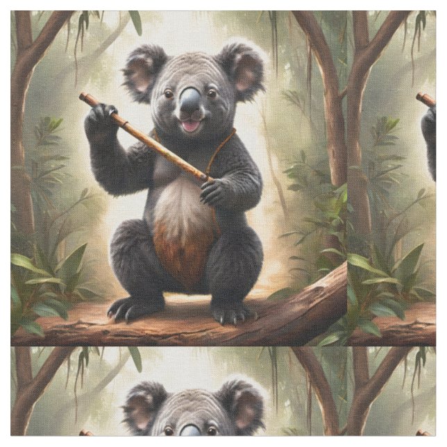 Koala Bär Mit Einer Flöte, Stoff (Nahaufnahme)