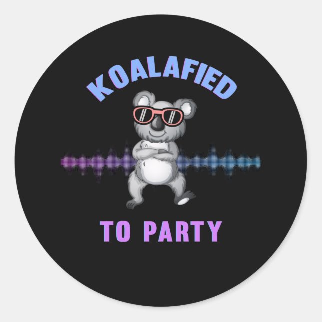 Koala Bär tanzen mit Sonnenbrille Party Koala Runder Aufkleber (Vorderseite)
