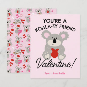 Koala-Bär Valentinstag Klassenzimmer Schulkarte Mitteilungskarte