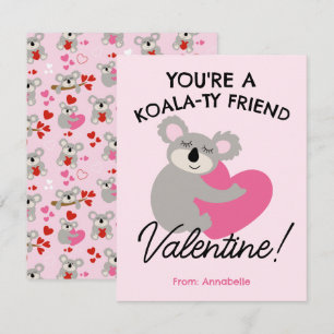 Koala-Bär Valentinstag Klassenzimmer Schulkarte Mitteilungskarte