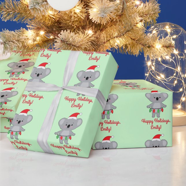 Koala Bären Dekorieren für Weihnachtsnamen anpasse Geschenkpapier (Feiertage)