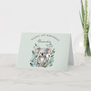 Koala-Bären-Jungen 1. Geburtstagsfeier  Dankeskarte