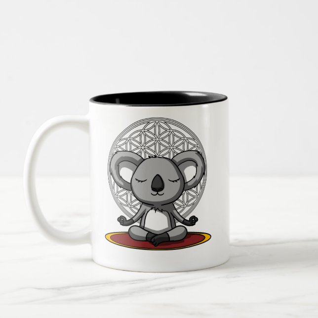 Koala-Bärn-Zen-Yoga-Meditations-Tier Zweifarbige Tasse (Links)