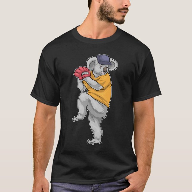 Koala Baseball Baseball Handschuh T-Shirt (Vorderseite)