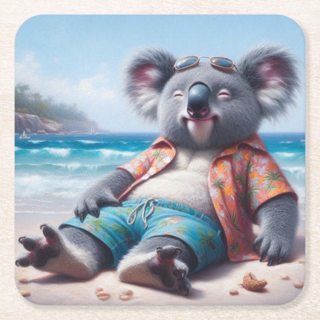 Koala Beach Rechteckiger Pappuntersetzer (Vorderseite)