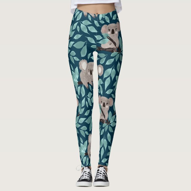 Koala Bear Aquamarin Blue Leggings (Vorderseite)
