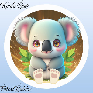 Koala Bear 🐨 australisches Wald- und Naturtier Runder Aufkleber