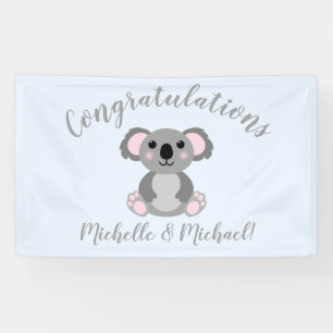 Koala Bear Baby Dusche Pink Girl Banner