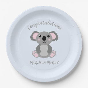 Koala Bear Baby Dusche Pink Girl Pappteller