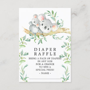 Koala Bear Baby Duschkabine - Raffle Ticket Begleitkarte