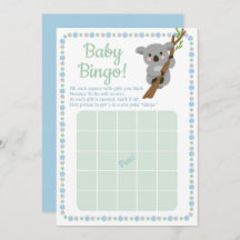 Koala Bear Baby Shower Bingo Game Blue Boy