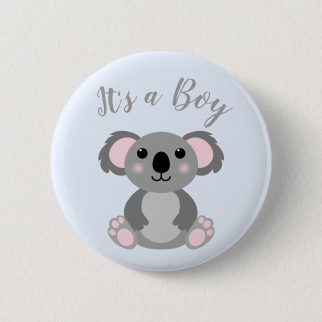 Koala Bear Baby Shower Blue Boy Button (Vorderseite)