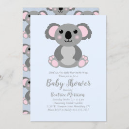 Koala Bear Baby Shower Blue Boy Einladung
