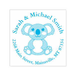 Koala Bear Baby Shower Blue Boy Permastempel