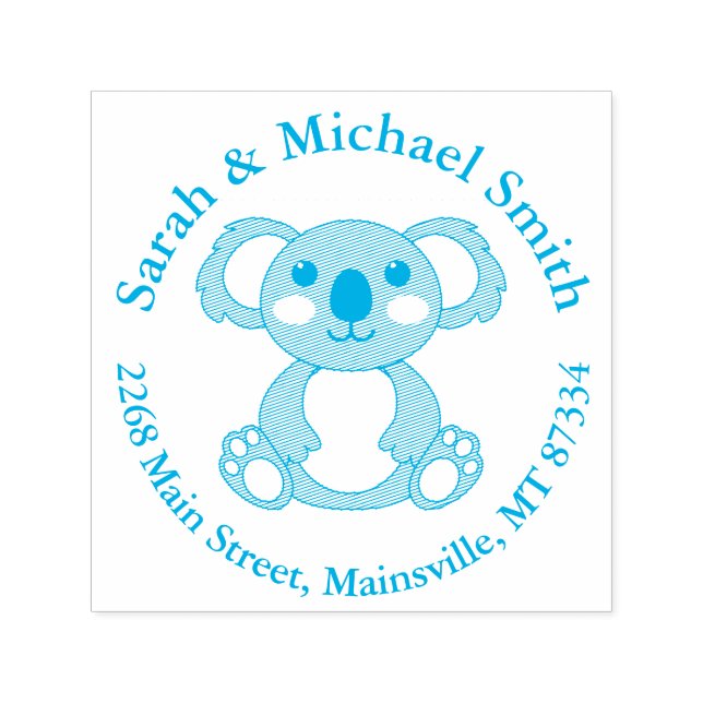 Koala Bear Baby Shower Blue Boy Permastempel (Design)