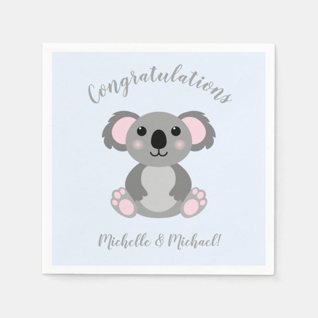 Koala Bear Baby Shower Blue Boy Serviette (Vorderseite)