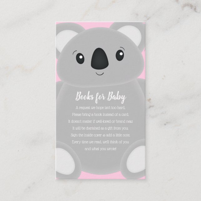 Koala Bear Baby Shower Girl Begleitkarte (Vorderseite)