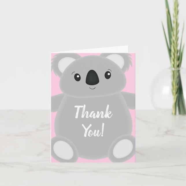 Koala Bear Baby Shower Girl Dankeskarte (Vorderseite)