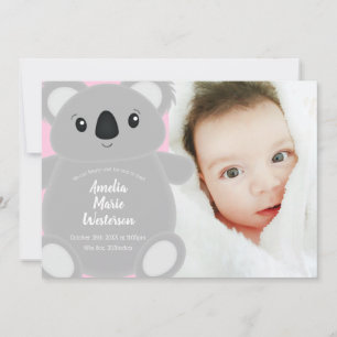 Koala Bear Baby Shower Girl Einladung