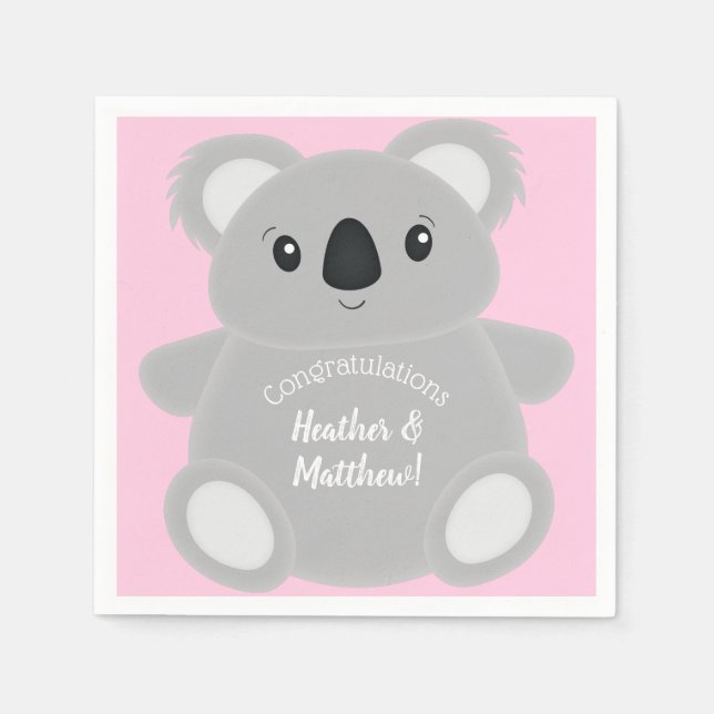 Koala Bear Baby Shower Girl Serviette (Vorderseite)