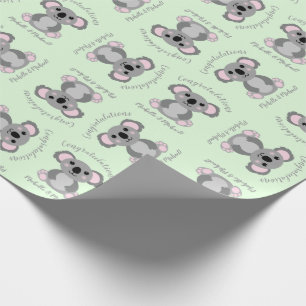 Koala Bear Baby Shower Green Gender Neutral Geschenkpapier