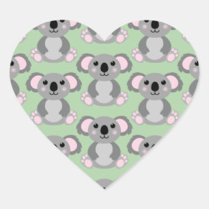 Koala Bear Baby Shower Green Gender Neutral Herz-Aufkleber