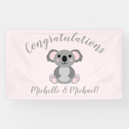 Koala Bear Baby Shower Pink Girl Banner