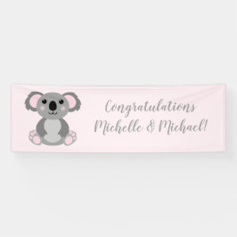 Koala Bear Baby Shower Pink Girl Banner
