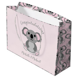 Koala Bear Baby Shower Pink Girl Große Geschenktüte