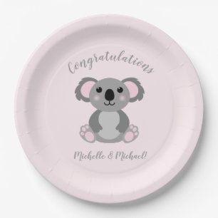 Koala Bear Baby Shower Pink Girl Pappteller
