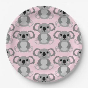 Koala Bear Baby Shower Pink Girl Pappteller