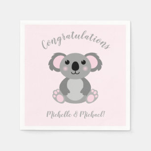 Koala Bear Baby Shower Pink Girl Serviette