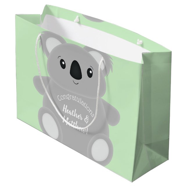 Koala Bear Babydusche Große Geschenktüte (Rückseite Schrägansicht)