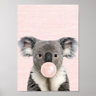 KOALA BEAR BLUTET EIN PINK BUBBLE GUM POSTER