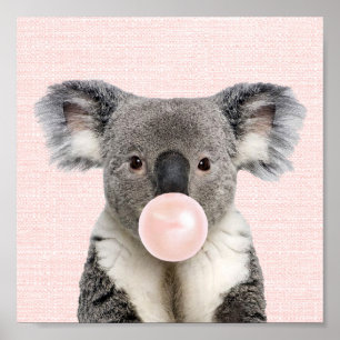 KOALA BEAR BLUTET EIN PINK BUBBLE GUM POSTER