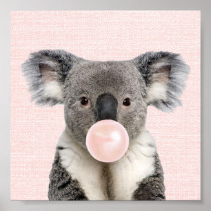 KOALA BEAR BLUTET EIN PINK BUBBLE GUM POSTER