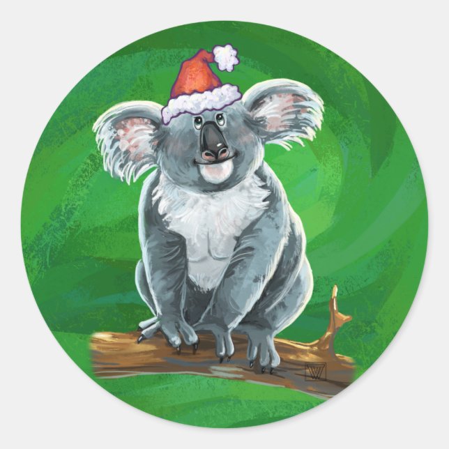 Koala Bear Christmas Runder Aufkleber (Vorderseite)