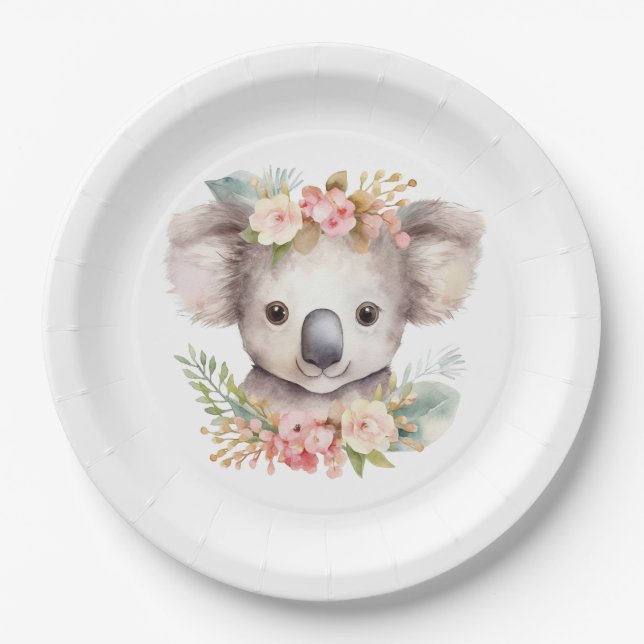 Koala Bear cute birthday Pappteller (Vorderseite)