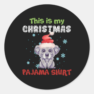 Koala Bear Das ist mein Weihnachts-Pajama-Shirt Runder Aufkleber