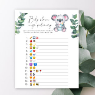 Koala Bear Emoji Bilderspiel-Babydusche