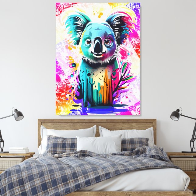 Koala Bear - farbenfrohe Koala Bärenmalerei Leinwanddruck (Insitu (Schlafzimmer))
