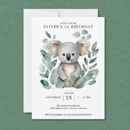 Koala Bear FIrst Birthday Einladung
