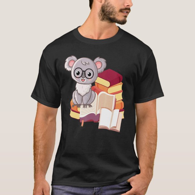 Koala Bear Librarian Reading Books Koala T-Shirt (Vorderseite)